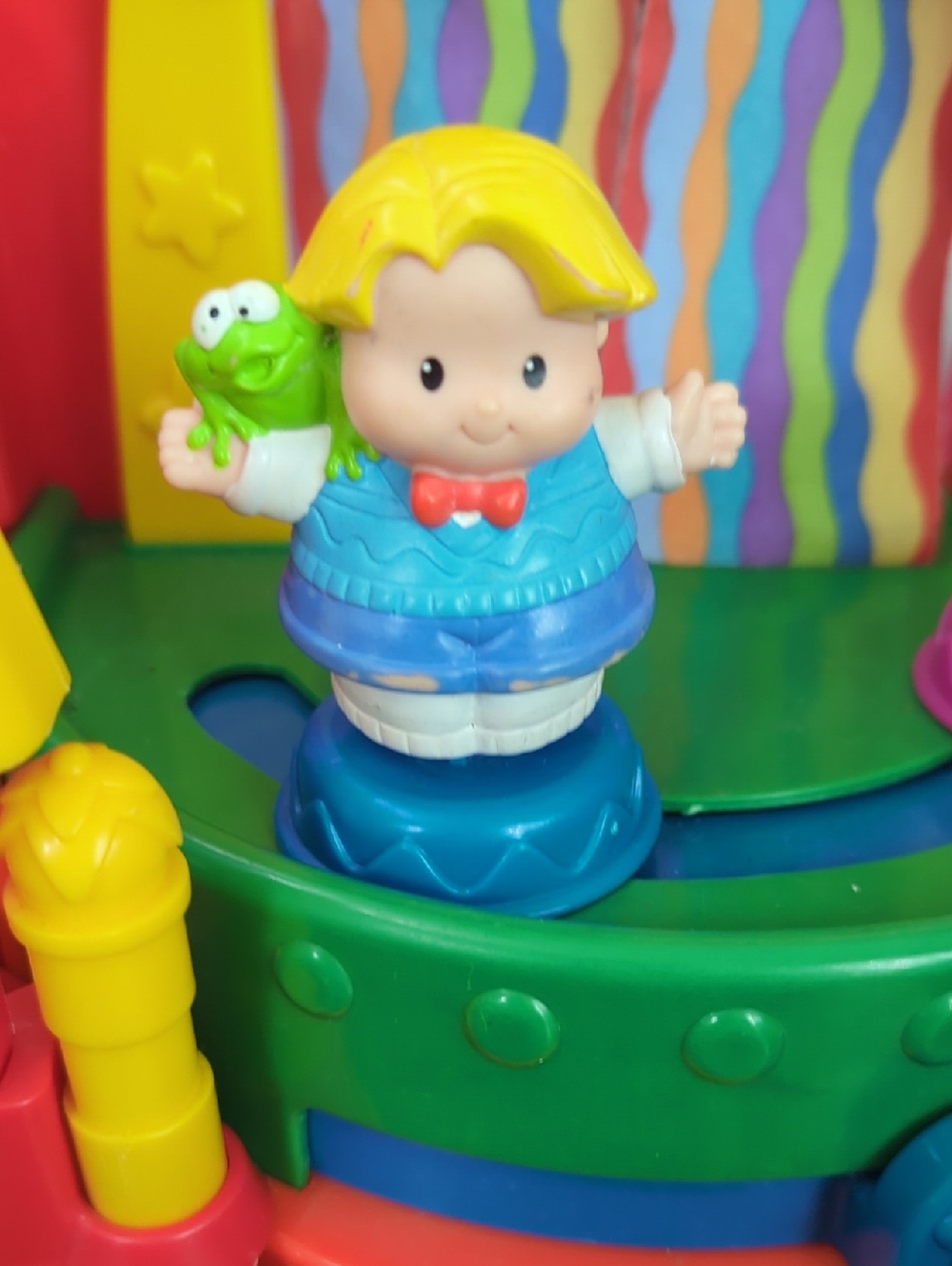 Yellow-Haired Boy Figure with Green Frog Accessory - Kids Toy